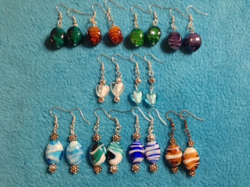 A selection of  hand made earrings available via mail order.